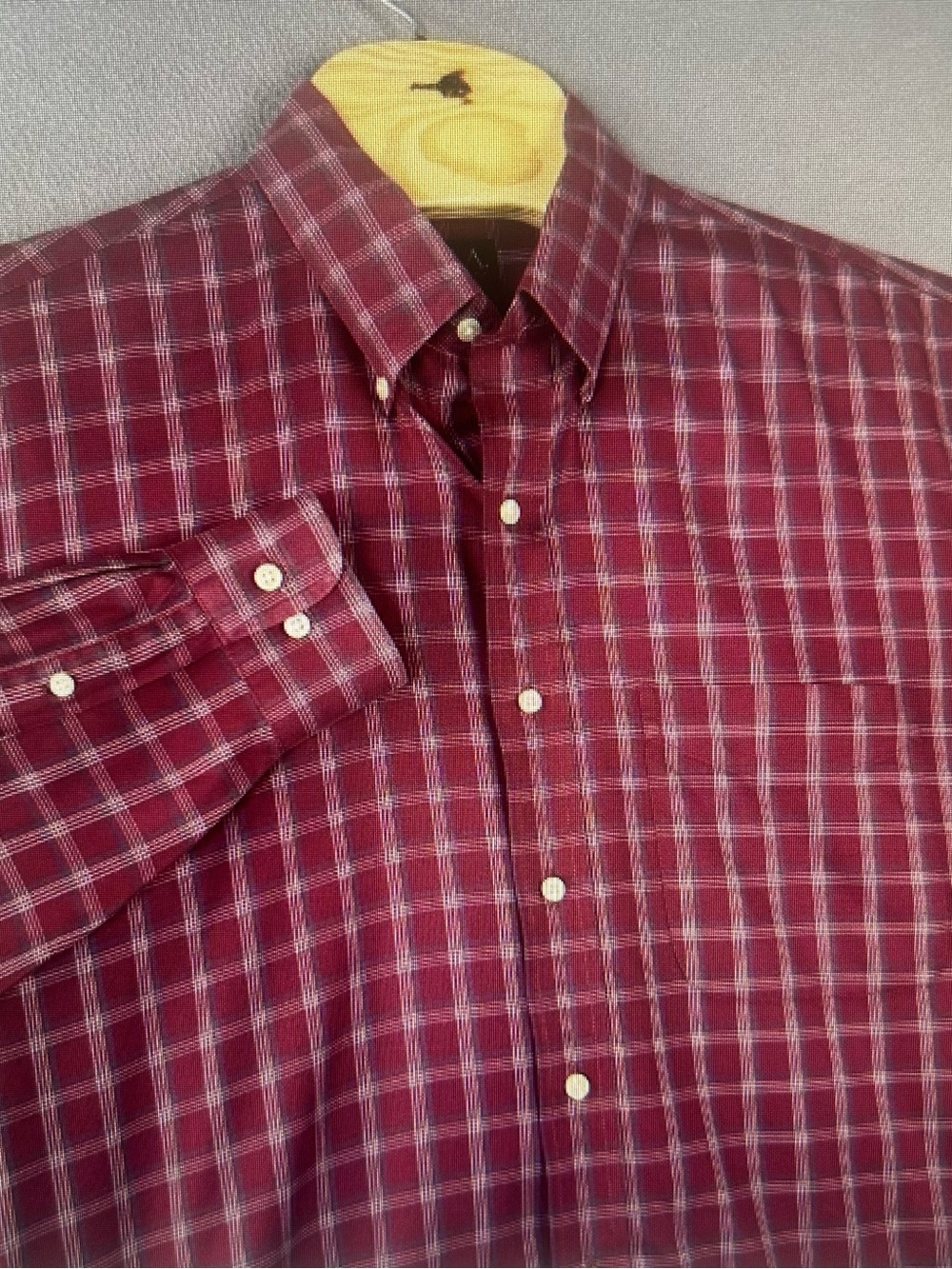 Men's Red Plaid Button-Down Shirt